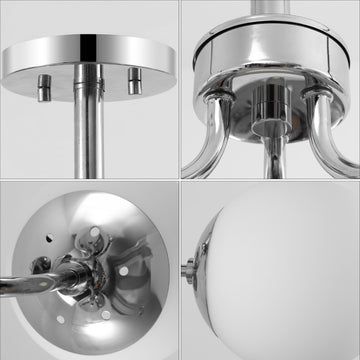 Olivier 23.5" 3-Light Bohemian Farmhouse Iron/Frosted Glass LED Semi Flush Mount